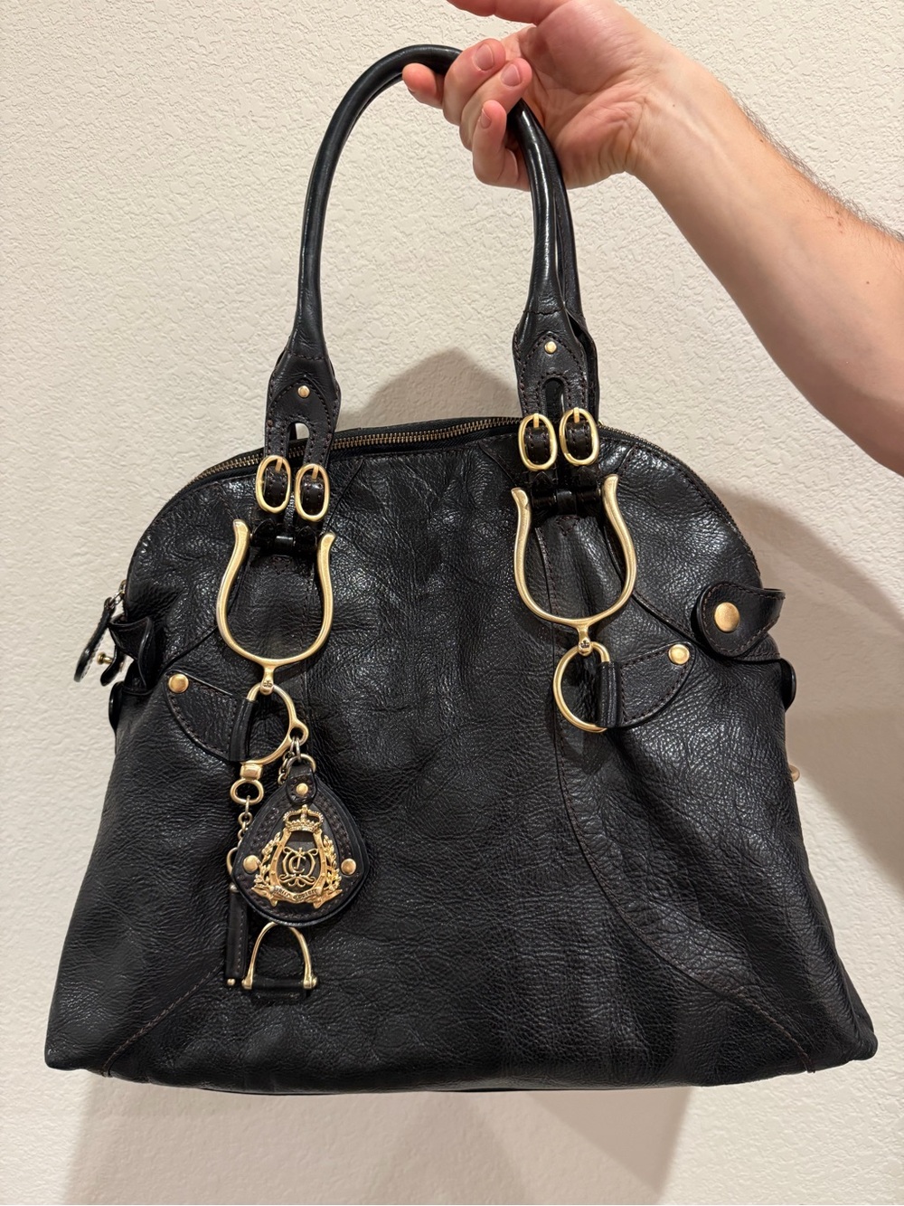 Juicy Couture Black Shoulder Bag with Gold Hardware
